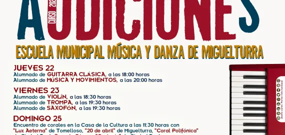 cartel audiciones Escuela de Música fin de curso 2022-2023
