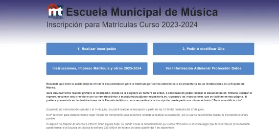 captura pantalla matrículas 2023-2024 Escuela Música