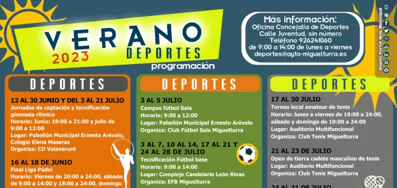 cartel programación deportiva verano 2023