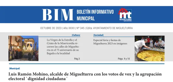 Portada BIM 345, Miguelturra octubre de 2023