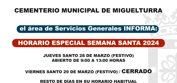 horario especial semana santa 2024 cementerio miguelturra