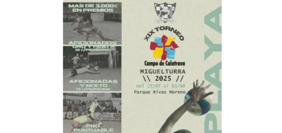 Cartel torneo vóley playa Campo de Calatrava, Miguelturra 2025