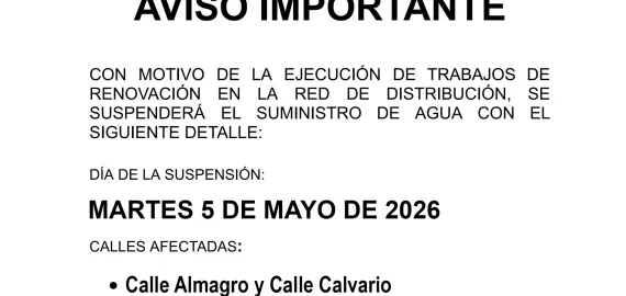 Corte de suministro 5 de mayo de 2026 en Miguelturra