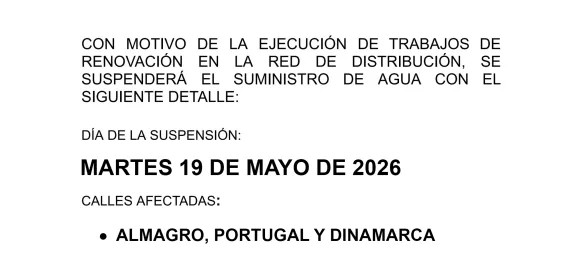 Corte suministro agua 19 de mayo de 2026, Miguelturra