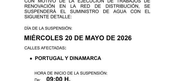 Corte suministro agua 20 de mayo de 2026, Miguelturra