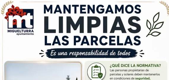 Cartel limpieza parcelas, Miguelturra julio de 2026