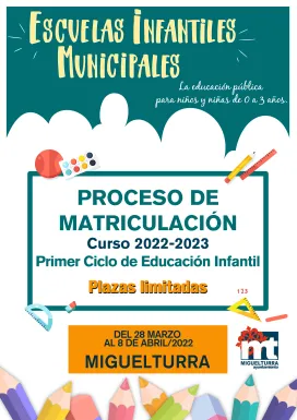 cartel matriculación escuelas infantiles 2022-2023