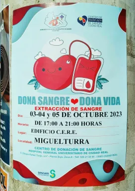 cartel extracción sangre miguelturra, octubre 2023