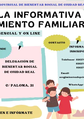 Cartel Charla Informativa Acogimiento Familiar, ciudad real 2025