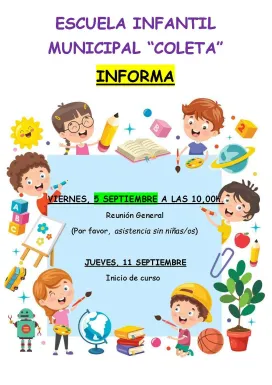 Cartel reunión general Escuela Infantil Coleta, septiembre 2025