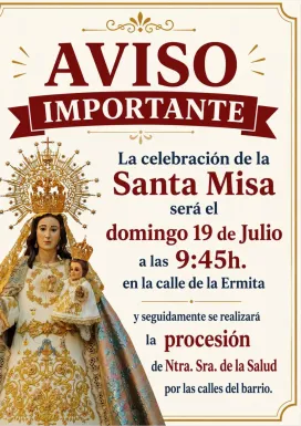 Cartel modificación Procesión Fiestas Barrio Oriente, Miguelturra julio 2026