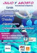 imagen cartel de los cursos que se darán en la piscina municipal, verano 2021 Miguelturra