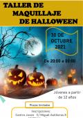 imagen cartel taller maquillaje de Halloween, octubre 2021