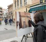 imagen de artista durante el Certamen de Pintura Rápida del pasado año 2018 en Miguelturra