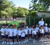 imagen de la visita del alumnado del colegio concertado Nuestra Señora de la Merced al huerto del abuelo, junio 2021