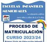 cartel matriculación Escuelas Infantiles 2023-2024