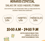 Horario especial salas de ocio, Miguelturra semana santa 2023