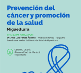 Cartel charla prevención cáncer, Miguelturra abril de 2024