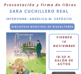 Cartel presentación y firma de libros Sara Cuchillero Real, Miguelturra noviembre 2025