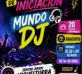 Cartel taller gratuito de DJ y sonido profesional, Miguelturra mayo de 2026