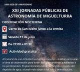 Cartel XXI Jornadas Públicas Astronomía, Miguelturra julio 2026